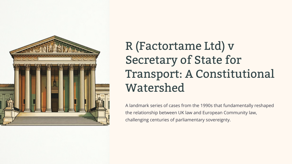 R (Factortame Ltd) v Secretary of State for Transport (1990s)