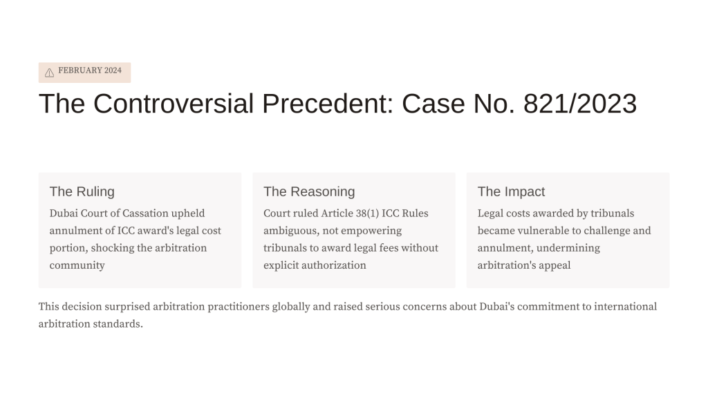Dubai Court of Cassation — Arbitration Costs Enforcement (2024)