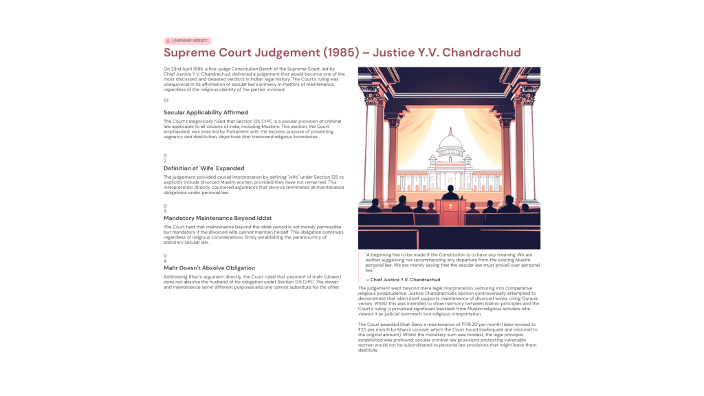 Shah Bano Case – Mohd. Ahmed Khan v. Shah Bano Begum (1985)